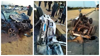 "العربيات بقت خردة".. جثة و7 مصابين في حادث بطريق الإسماعيلية الصحراوي (صور)