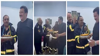 بيومي فؤاد وأوس أوس يحتفلان بعيد ميلاد عبد الرحمن ظاظا في كواليس "101 مطافي"