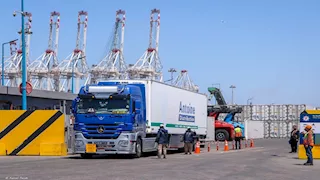 صور.. 295 طن بضائع أوروبية عبر ميناء دمياط إلى الخليج