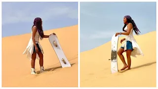  ناهد السباعي تنشر صورا جديدة وسط الصحراء بإطلالة "كاجوال"