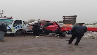  أول صور من موقع حادث تصادم مروع بطريق "كفر داود- السادات" في المنوفية