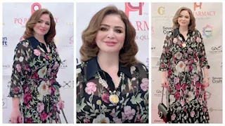 إلهام شاهين تتألق بفستان مزين بالورود تخطف به أنظار الجمهور