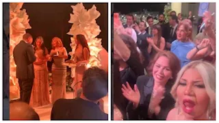 إلهام شاهين وبوسي شلبي تطلقان"زغروطة" في حفل خطوبة نجل عمرو أديب- صور