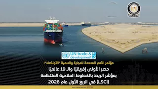 مصر تتقدم عالميًا في مؤشر الربط الملاحي وتحتل المركز 19