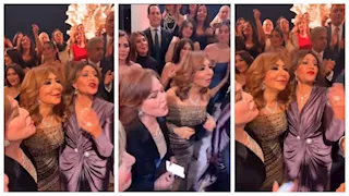 رقص ليلى علوي وإلهام شاهين ولميس الحديدي في خطوبة نور عمرو أديب- صور