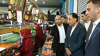 رئيس الوزراء يتفقد محطة لتعبئة الموالح والحاصلات الزراعية ببنها -صور 