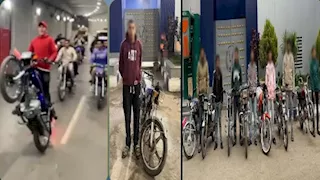 "سباق موتوسيكلات".. ضبط 8 أشخاص لقيامهم بحركات خطرة داخل نفق بالشرقية