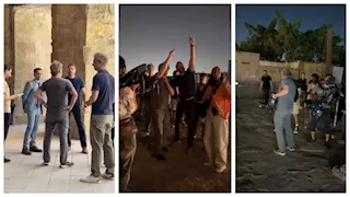 بالصور| أحمد عز وسامي الشيخ يواصلان تصوير مسلسل الأمير في القاهرة