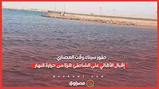 طور سيناء وقت العصاري.. إقبال الأهالي على الشاطئ هربًا من حرارة النهار