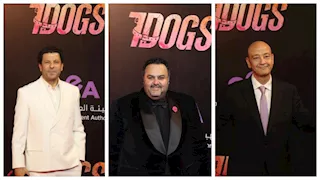 عمرو أديب وشيكو وإياد نصار في العرض الخاص لفيلم "7 Dogs"