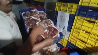بالصور- ضبط مخزن لحوم مخالف يوزع منتجاته على المطاعم بالسويس