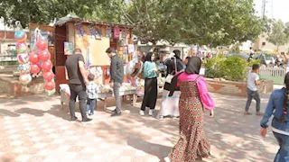  أجواء العيد تزين حديقة صنعاء في ثالث أيام العيد بكفر الشيخ -صور 