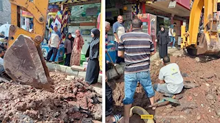 بالصور.. إصلاح كسر مفاجئ بخط مياه رئيسي في سرس الليان وإعادة الخدمة تدريجياً