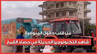 من قلب حقول المنوفية.. شاهد التكنولوجيا الحديثة في حصاد القمح