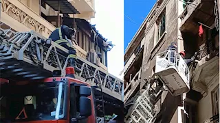 باستخدام السلم الهيدروليكي.. إنقاذ كلب عالق في شرفة عقار بالإسكندرية (صور)