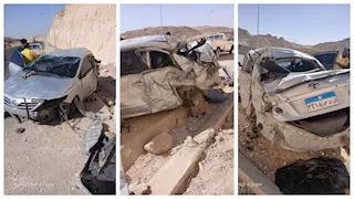 "العربية بقت قطع غيار".. إصابة 4 طلاب في انقلاب سيارة ملاكي بأسيوط (صور)