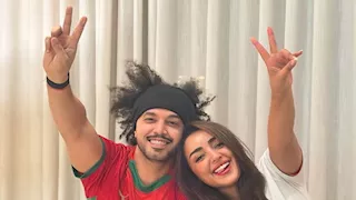 بالصور.. عبد الفتاح الجريني وزوجته يدعمان المغرب أمام البرازيل في المونديال
