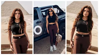ناهد السباعي تنشر صورًا جديدة لها أمام الأهرامات