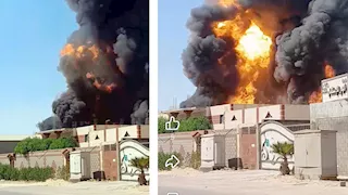 "الدخان وصل إلى السماء".. إخماد حريق نشب داخل مصنع في السادات (صور)
