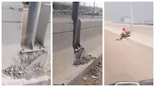 فيديو متداول لمحاولة سرقة أعمدة إنارة أعلى كوبري القباري بالإسكندرية