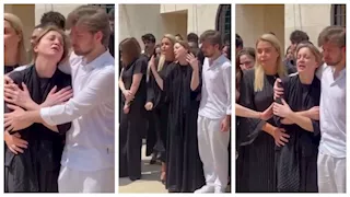 فيديو| انهيار الفنانة نورا رحال في جنازة نجلها "أليكس"