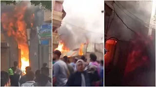 مادة مشتعلة وراء الحادث.. حريق هائل يلتهم مخزن خردة في الإسكندرية (صور)