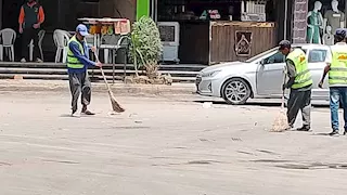 غسيل أرصفة وكنس آلي ورفع إشغالات.. حملة مكبرة لإعادة الانضباط بطريق المريوطية