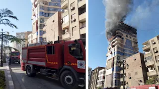 استنفار بـ 14 سيارة إطفاء وإسعاف وفصل المرافق لإخماد حريق معهد اتصالات سوهاج  