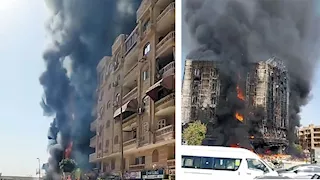اندلاع حريق هائل بعقار في حدائق الأهرام | صور 