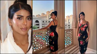 كارولين عزمي تخطف الأنظار بفستان أنيق مزين بالورود