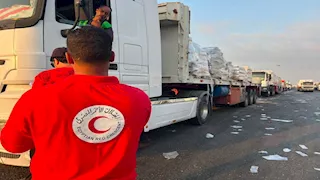 الهلال الأحمر يرسل 58 ألف سلة غذائية وأطنان مساعدات إلى غزة