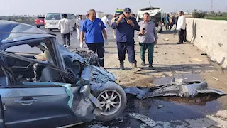 "العربيات تهشمت".. إصابة 9 موظفين بالطيران المدني في تصادم بطريق بنها الحر (صور)