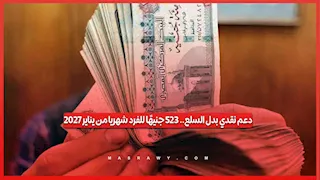 دعم نقدي بدل السلع.. 325 جنيهًا للفرد شهريا من يناير 2027
