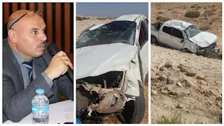  بالصور- إصابة سكرتير عام محافظة مطروح ومرافقيه في انقلاب سيارة