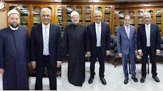 جمعة وعامر وعزام يزورون رئيس جامعة الأزهر للتهنئة بتوليه المنصب 