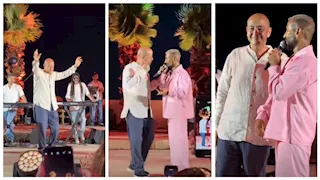 عمرو أديب يرقص مع أحمد سعد في حفل الساحل الشمالي..ماذا حدث بينهما؟- صور  