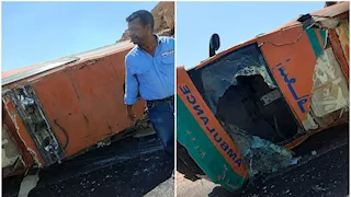 نجوا بأعجوبة.. إصابة طبيب ومسعف في انقلاب سيارة إسعاف بالمنيا 