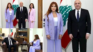 كارول سماحة تنشر صورًا من لقائها برئيس الجمهورية اللبناني وزوجته
