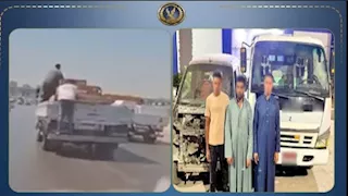 لا توجد واقعة سرقة.. حقيقة فيديو لـ شخصين فوق سيارة نقل بالقليوبية