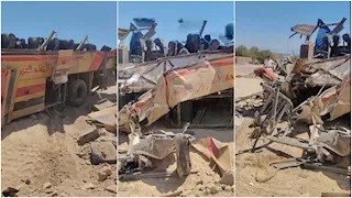 حطام على جانب الطريق.. صور تُظهر مأساة أتوبيس نويبع بعد حادث الانقلاب 