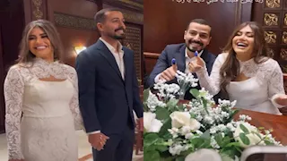قبلة رومانسية.. ديانا هشام تحتفل بعقد قرانها- صور
