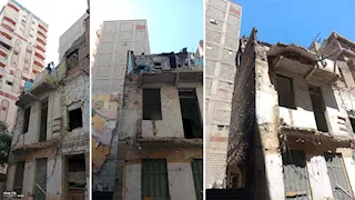 صادر له قرار هدم منذ 2015.. سقوط أجزاء من عقار في محرم بك بالإسكندرية - صور
