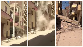"بقى كوم ركام".. انهيار منزل مكون من 3 طوابق بحي غرب أسيوط - فيديو وصور