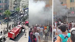 بالصور- حريق هائل يدمر مطعم وجبات سريعة في الإسكندرية