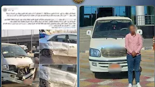 "ماشي عكس".. ضبط سائق ميكروباص دهس سيارة سيدة بـ 6 أكتوبر