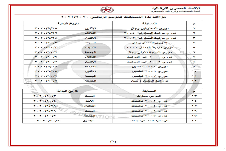 اتحاد اليد يعلن مواعيد مبدئية للموسم الجديد يلاكورة